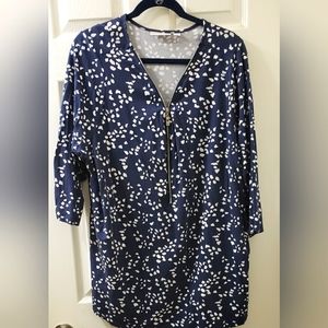 Belle by Kim Gravel TripleLuxe Knit Signature Zip Printed Top  EUC 2X